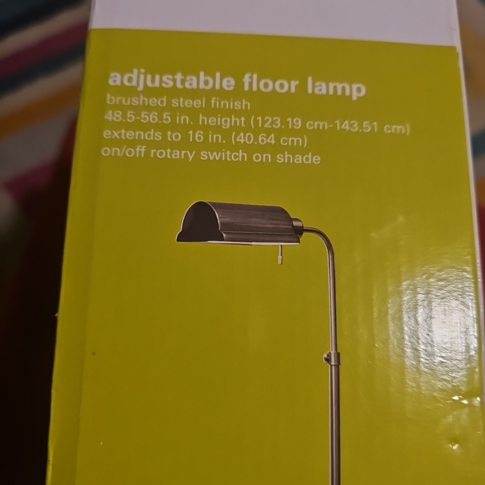 NIB Design Home Adjustable Floor Lamp Brushed Steel Finish Height 48.5"-56.5" - Picture 4 of 7